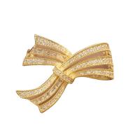 Cubic Zirconia Brooch Brass Bowknot plated micro pave cubic zirconia & for woman nickel lead & cadmium free Sold By PC