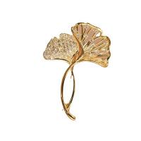 Cubic Zirconia Brooch, Brass, Ginkgo Leaf, plated, micro pave cubic zirconia & for woman, more colors for choice, nickel, lead & cadmium free, 55x35mm, Sold By PC