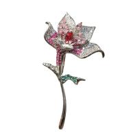Cubic Zirconia Brooch Brass Lily plated micro pave cubic zirconia & for woman nickel lead & cadmium free Sold By PC