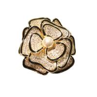 Cubic Zirconia Brooch Brass with Plastic Pearl Flower plated micro pave cubic zirconia & for woman & enamel nickel lead & cadmium free Sold By PC