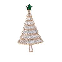 Cubic Zirconia Brooch Brass Christmas Tree plated micro pave cubic zirconia & for woman nickel lead & cadmium free Sold By PC