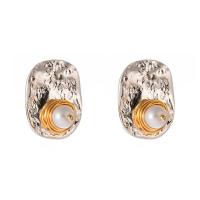 Zinc Alloy Stud Earring with Glass Pearl plated fashion jewelry & for woman Sold By Pair