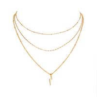 Multi Layer Necklace Zinc Alloy with Brass Lightning Symbol gold color plated multilayer & for woman Sold By PC