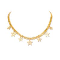 Colar de jóias de liga de zinco, Estrela, cromado de cor dourada, joias de moda & para mulher, 430mm, vendido por PC