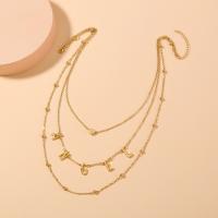 Multi Layer Necklace Zinc Alloy gold color plated multilayer & for woman 550mm Sold By PC