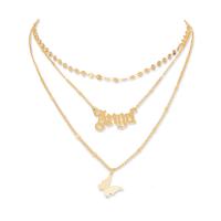 Multi Layer Necklace Zinc Alloy gold color plated multilayer & for woman 500mm Sold By PC