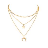 Multi Layer Necklace Zinc Alloy gold color plated multilayer & for woman 500mm Sold By PC
