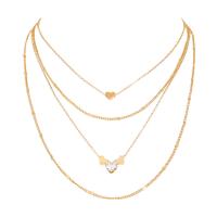 Multi Layer Necklace Brass with Zinc Alloy gold color plated multilayer & micro pave cubic zirconia & for woman 550mm Sold By PC