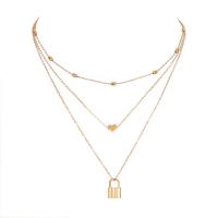 Multi Layer Necklace Zinc Alloy with Brass gold color plated multilayer & for woman 500mm Sold By PC