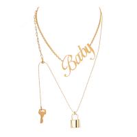 Multi Layer Necklace Zinc Alloy gold color plated fashion jewelry & multilayer & for woman 550mm Sold By PC