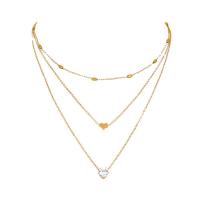 Multi Layer Necklace Brass with Zinc Alloy gold color plated multilayer & micro pave cubic zirconia & for woman 500mm Sold By PC