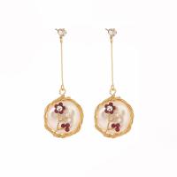 Tibetan Style Drop Earrings, with Glass Pearl, gold color plated, fashion jewelry & for woman, 22x52mm, Sold By Pair
