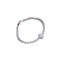 Cubic Zirconia Micro Pave Brass Bracelet platinum color plated micro pave cubic zirconia & for woman 180mm Sold By PC