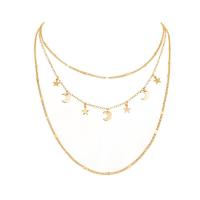 Multi Layer Necklace Zinc Alloy gold color plated multilayer & for woman 550mm Sold By PC