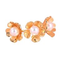 Tibetan Style Stud Earring, Flower, gold color plated, for woman & with plastic pearl, 25x18mm, Sold By Pair