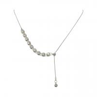 Stainless Steel Jewelry Necklace, 304 Stainless Steel, with 2.36inch extender chain, for woman & with rhinestone, Length:Approx 17.7 Inch, Sold By PC