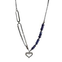 Stainless Steel Jewelry Necklace 304 Stainless Steel with Glass Beads with 2.75inch extender chain Heart for woman & with rhinestone & hollow Length Approx 18.1 Inch Sold By PC