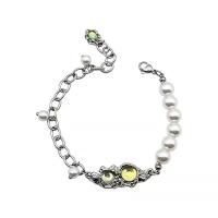 Stainless Steel Jewelry Bracelet, 304 Stainless Steel, with Sea Opal & Plastic Pearl, fashion jewelry & for woman, Length:Approx 8.6 Inch, Sold By PC
