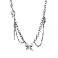 Rustfrit stål smykker halskæde, 304 rustfrit stål, med Sea Opal & Zinc Alloy, med 2.5inch extender kæde, Butterfly, mode smykker & for kvinde, Længde Ca. 17.7 inch, Solgt af PC