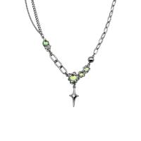 Edelstahl Schmuck Halskette, 304 Edelstahl, mit Opal & Zinklegierung, mit Verlängerungskettchen von 2.5inch, Modeschmuck & für Frau, Länge:ca. 18.1 ZollInch, verkauft von PC