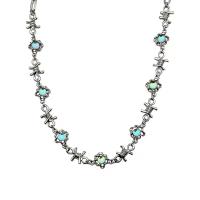 Κοσμήματα από ανοξείδωτο χάλυβα κολιέ, 304 από ανοξείδωτο χάλυβα, με Sea Opal, με 2.75inch επεκτατικού αλυσίδας, κοσμήματα μόδας & για τη γυναίκα, Μήκος Περίπου 16.1 inch, Sold Με PC