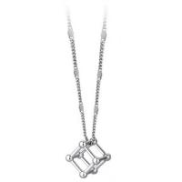 Zinc Alloy smykker halskæde, Cube, platin farve forgyldt, for kvinde & hule, nikkel, bly & cadmium fri, Længde Ca. 16 inch, Solgt af PC