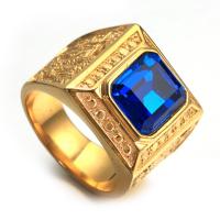 Rhinestone нержавеющей стали палец кольцо, Нержавеющая сталь 304, плакирован золотом, разный размер для выбора & Мужский & со стразами, Много цветов для выбора, продается PC