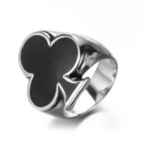 Titantium Steel δάχτυλο του δακτυλίου, Titanium Steel, διαφορετικό μέγεθος για την επιλογή & για τον άνθρωπο & σμάλτο, μαύρος, Sold Με PC