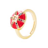 Cubic Zirconia Micro Pave Brass Ring gold color plated Adjustable & micro pave cubic zirconia & for woman & enamel 20mm Sold By PC