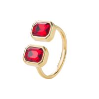 Cubic Zircon Brass δάχτυλο του δακτυλίου, Ορείχαλκος, χρώμα επίχρυσο, Ρυθμιζόμενο & μικρο ανοίξει κυβικά ζιρκονία & για τη γυναίκα, περισσότερα χρώματα για την επιλογή, 20mm, Sold Με PC