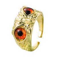Brass δάχτυλο του δακτυλίου, Ορείχαλκος, με Πλαστική ύλη, Κουκουβάγια, χρώμα επίχρυσο, Ρυθμιζόμενο & για τη γυναίκα, περισσότερα χρώματα για την επιλογή, 20x10mm, Sold Με PC