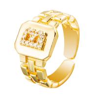 Kubisk Circonia Micro bane messing Ring, guldfarve belagt, Justerbar & forskellige design til valg & Micro Pave cubic zirconia & for kvinde, 20x12mm, Solgt af PC