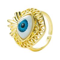 Brass δάχτυλο του δακτυλίου, Ορείχαλκος, με Πλαστική ύλη, μάτι, χρώμα επίχρυσο, Ρυθμιζόμενο & για τη γυναίκα, περισσότερα χρώματα για την επιλογή, 20mm, Sold Με PC