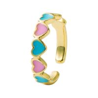 Brass Cuff Finger Ring, gold color plated, Adjustable & for woman & enamel, more colors for choice, 20x4mm, Sold By PC