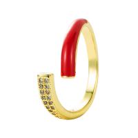 Cúbicos Circonia Micro Pave anillo de latón, metal, Corazón, chapado en color dorado, Ajustable & micro arcilla de zirconia cúbica & para mujer & esmalte, más colores para la opción, 20x7mm, Vendido por UD