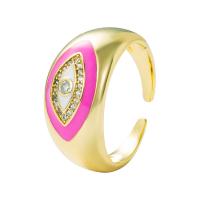 Кубический циркон микро проложить кольцо-латунь, Латунь, плакирован золотом, Регулируемый & инкрустированное микро кубического циркония & Женский & эмаль, Много цветов для выбора, 20mm, продается PC