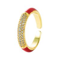 Cubic Zirconia Micro Pave Brass Ring, gold color plated, Adjustable & micro pave cubic zirconia & for woman & enamel, more colors for choice, 20mm, Sold By PC