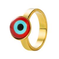 Titanium Steel Finger Ring with Plastic Eye gold color plated Adjustable & for woman Sold By PC