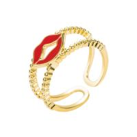 Krychlový Circonia Micro vydláždit mosazný prsten, Mosaz, barva pozlacený, Nastavitelný & různé styly pro výběr & micro vydláždit kubické zirkony & pro ženy & smalt, 20mm, Prodáno By PC