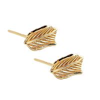 Tibetan Style Stud Earring, Leaf, gold color plated, fashion jewelry & for woman, nickel, lead & cadmium free, 10mm, Sold By Pair