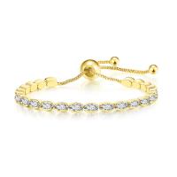 Cubic Zirconia Micro Pave Brass Bracelet, real gold plated, Adjustable & fashion jewelry & different size for choice & micro pave cubic zirconia & for woman, more colors for choice, nickel, lead & cadmium free, Length:Approx 10.24 Inch, Sold By PC