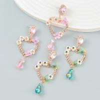 Acrylic Jewelry Earring Zinc Alloy with Resin & Acrylic Heart fashion jewelry & for woman & with rhinestone Sold By Pair