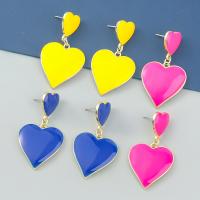 Tibetan Style Drop Earrings, Heart, high quality plated, fashion jewelry & for woman & enamel, more colors for choice, 43x25mm, Sold By Pair