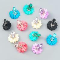Earring Jewelry Zinc Alloy with Cloth fashion jewelry & for woman & with glass rhinestone Sold By Pair