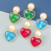Resin Earring Zinc Alloy with ABS Plastic Pearl & Resin Heart fashion jewelry & for woman Sold By Pair