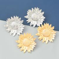 Tibetan Style Stud Earring, Sunflower, fashion jewelry & for woman, more colors for choice, 48x51mm, Sold By Pair