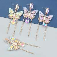 Rhinestone Earring Zinc Alloy with Resin Butterfly fashion jewelry & for woman & with glass rhinestone & with rhinestone Sold By Pair