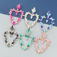 Rhinestone Earring Zinc Alloy Heart fashion jewelry & for woman & with rhinestone Sold By Pair