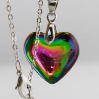 Кристаллы Свитер ожерелье, с 303 Нержавеющая сталь, Сердце, Мужская, разноцветный, 24mm, длина:Приблизительно 50 см, продается PC