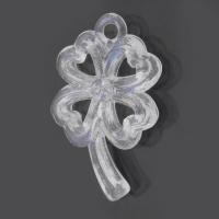 Acrylic Pendants, Four Leaf Clover, Unisex & hollow, clear, 17x25x3mm, Hole:Approx 2mm, Approx 500G/Bag, Sold By Bag